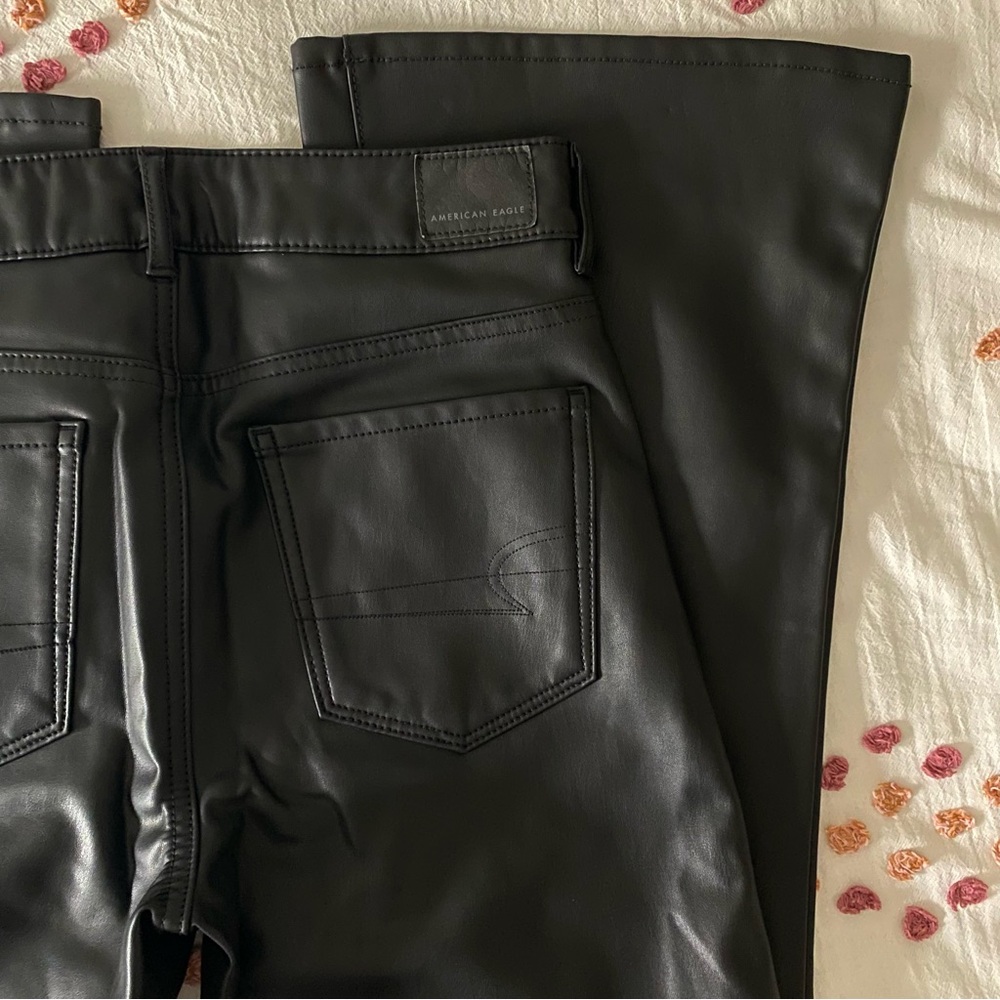 American Eagle Super High Rise Flare Leather Pants